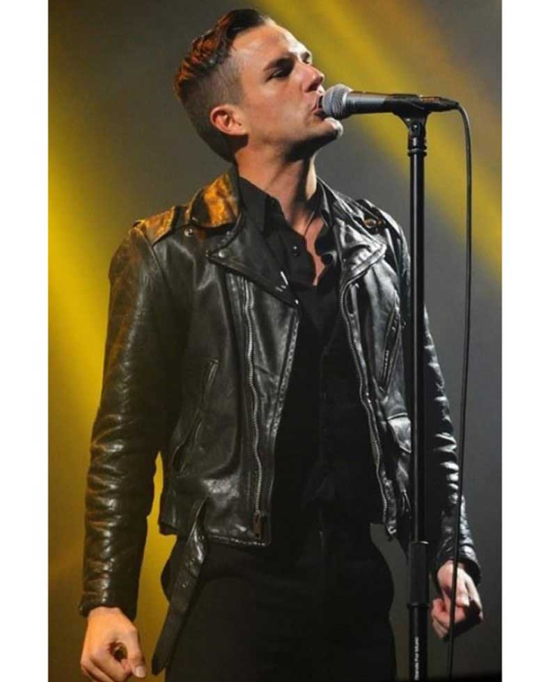 Singer Brandon Flowers Black Leather Jacket Singer Brandon Flowers Black Leather Jacket - Image 6