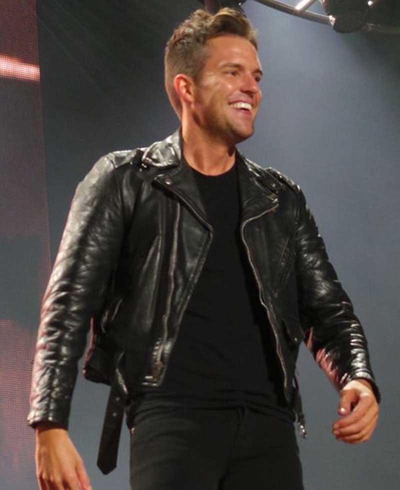 Singer Brandon Flowers Black Leather Jacket Singer Brandon Flowers Black Leather Jacket - Image 8