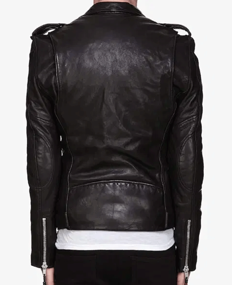 Singer Brandon Flowers Black Leather Jacket Singer Brandon Flowers Black Leather Jacket - Image 3