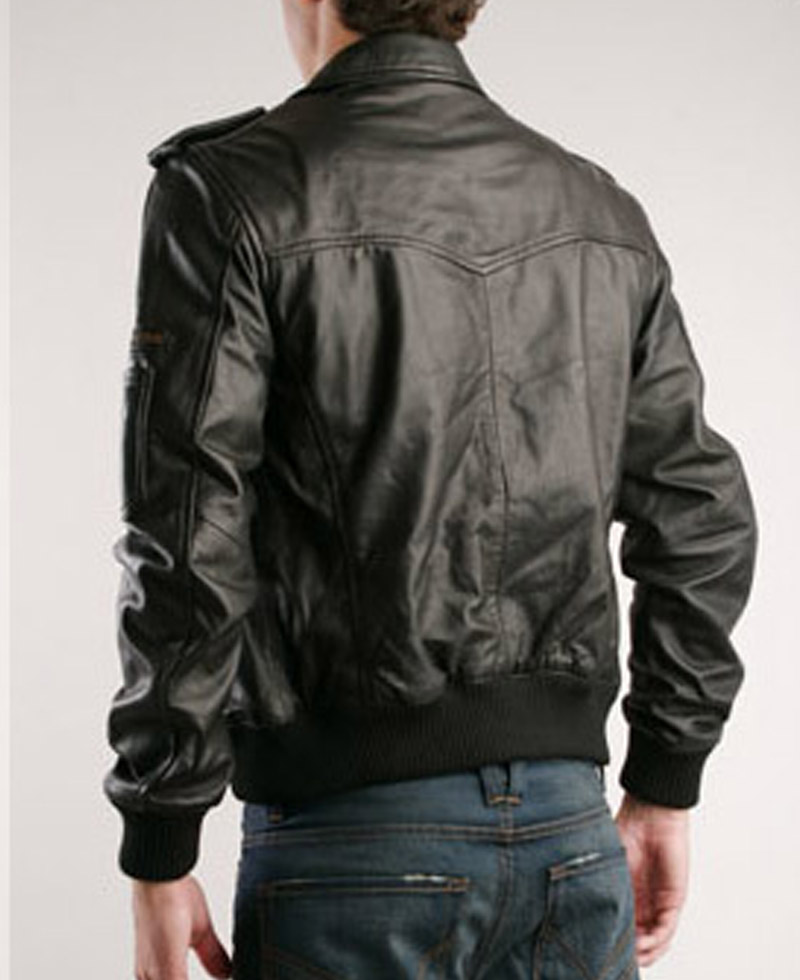 Justin Timberlake Black Leather Bomber Jacket Justin Timberlake Black Leather Bomber Jacket - Image 2