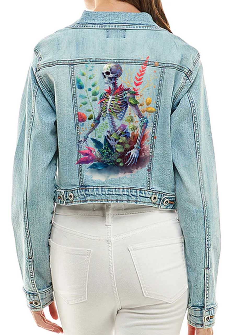 Skeleton Print Cropped Ladies Jacket Skeleton Print Cropped Ladies Jacket