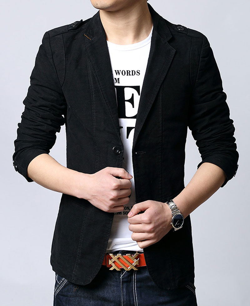 Men's Slim Fit Black Casual Jacket Men's Slim Fit Black Casual Jacket - Image 3