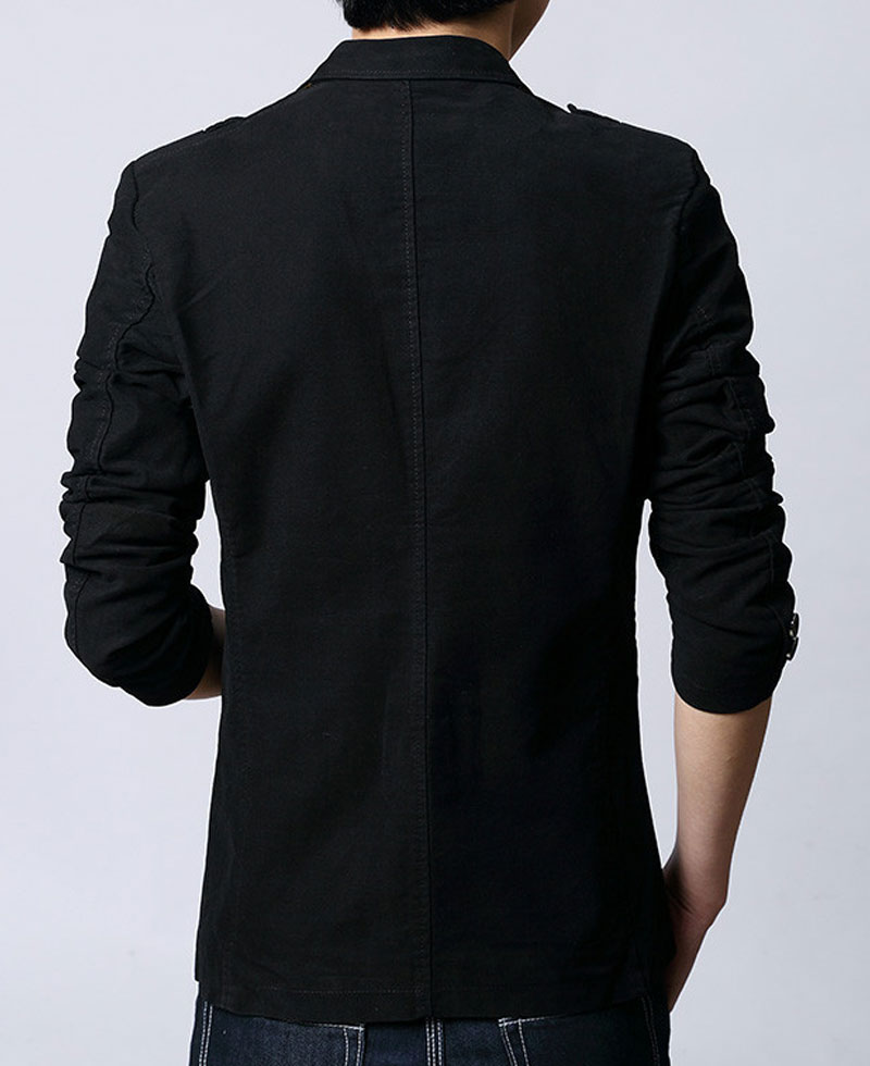 Men's Slim Fit Black Casual Jacket Men's Slim Fit Black Casual Jacket - Image 2