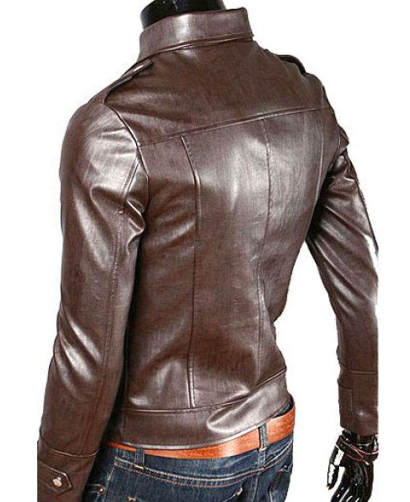 Men's Biker Style Asymmetrical Zipper Jacket Men's Biker Style Asymmetrical Zipper Jacket - Image 2