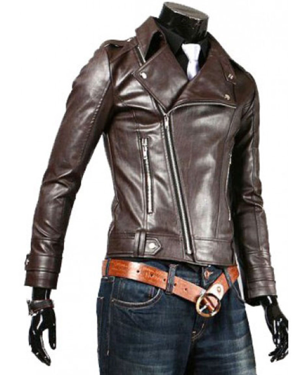 Men's Biker Style Asymmetrical Zipper Jacket