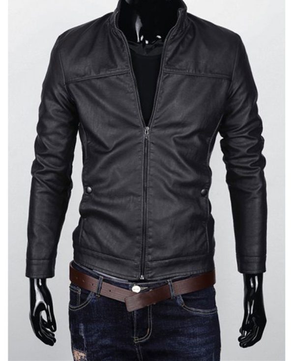 Men's Slim Fit Stand Collar Zipper Up Jacket