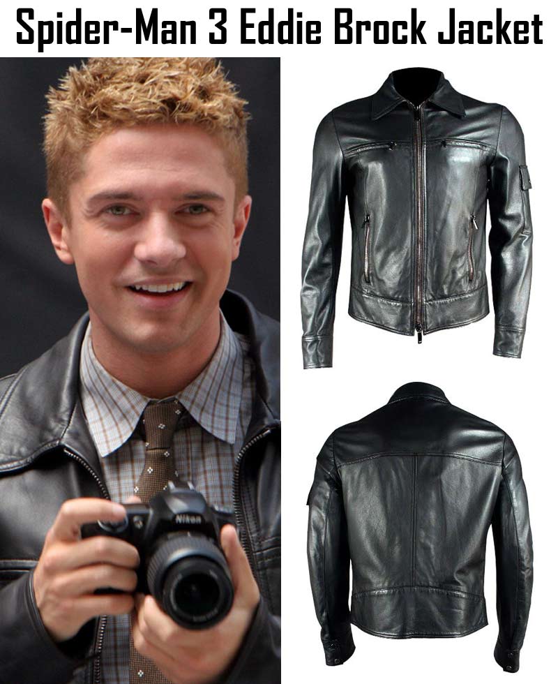 Spider-Man 3 Movie Topher Grace Leather Jacket spider man 3 eddie brock jacket