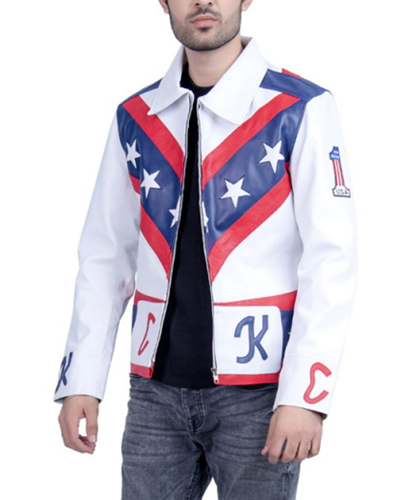 Evel Knievel Motorcycle White Leather Jacket Evel Knievel Motorcycle White Leather Jacket - Image 6