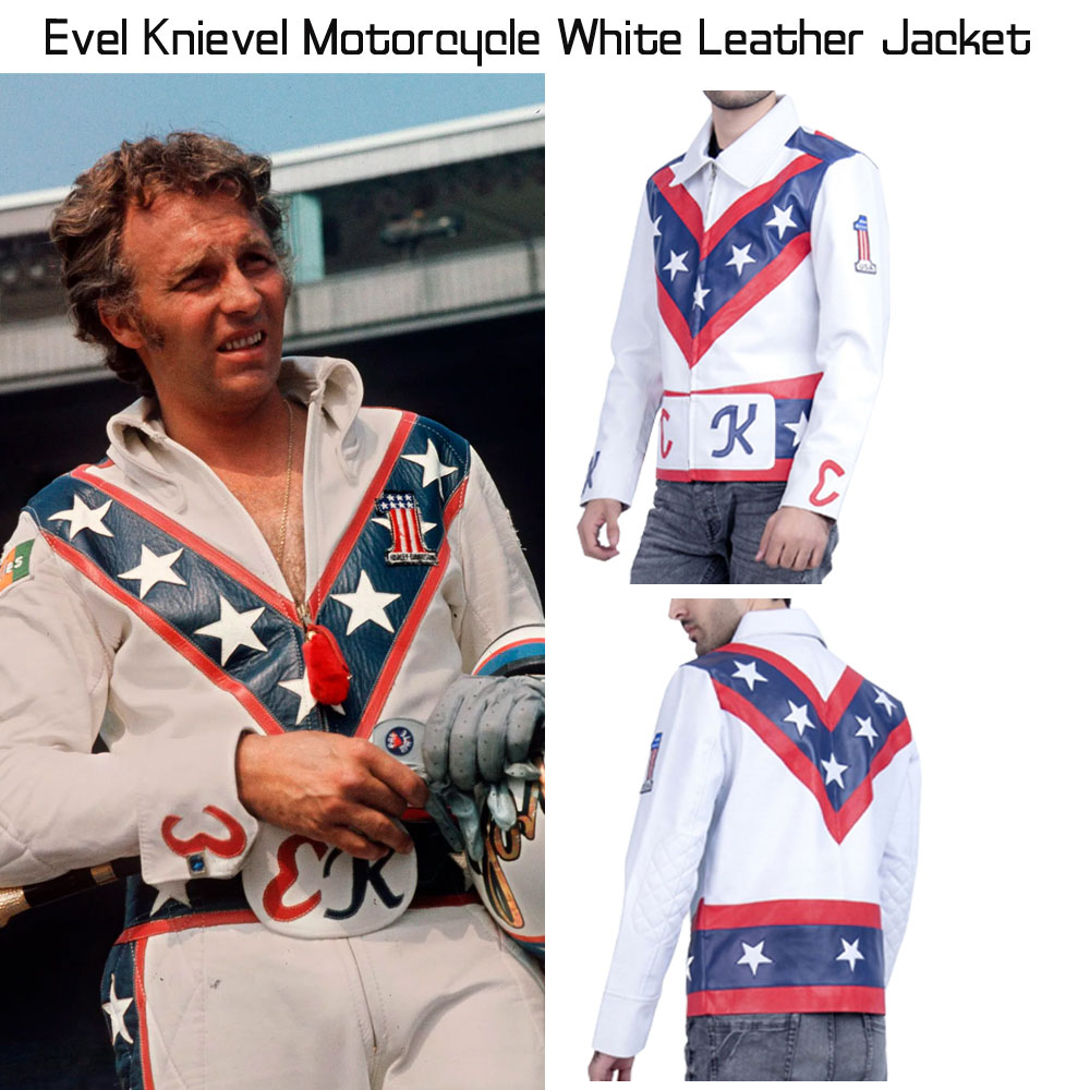 Evel Knievel Motorcycle White Leather Jacket Evel Knievel Motorcycle White Leather Jacket - Image 7