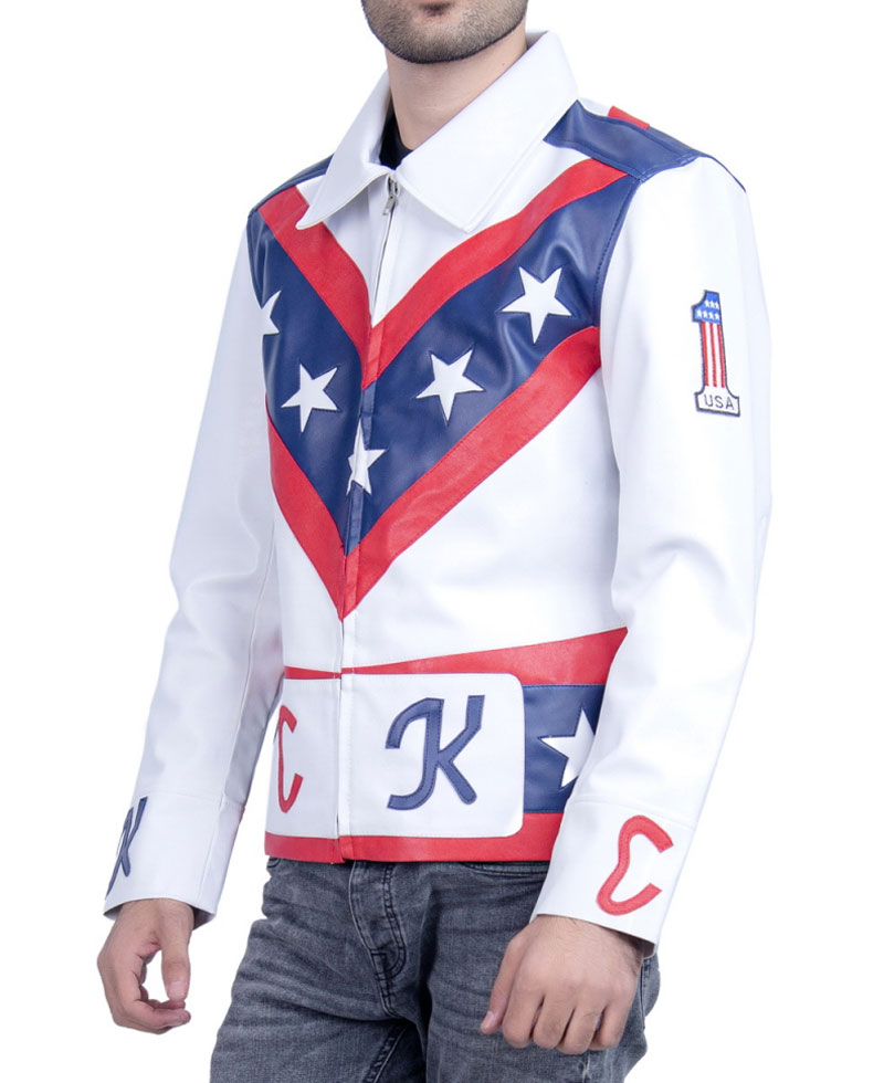 Evel Knievel Motorcycle White Leather Jacket Evel Knievel Motorcycle White Leather Jacket - Image 2