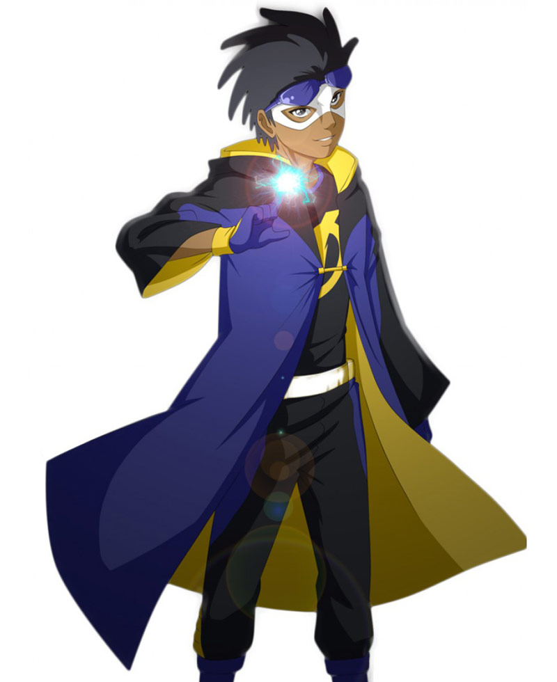 Static Shock Black and Blue Leather Coat Static Shock Black and Blue Leather Coat - Image 3