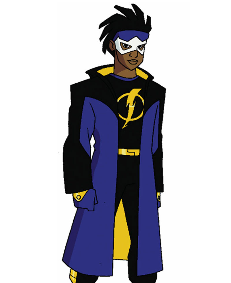 Static Shock Black and Blue Leather Coat