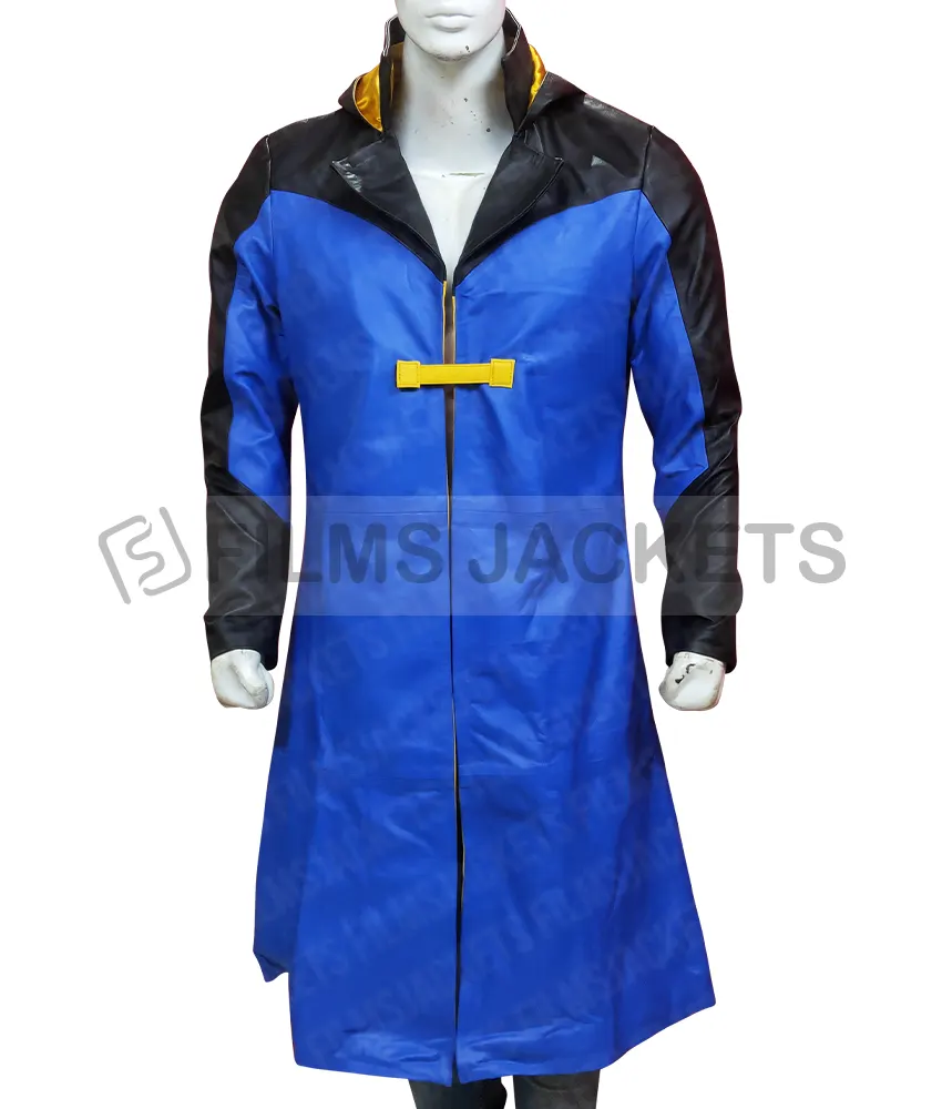 Static Shock Black and Blue Leather Coat Static Shock Black and Blue Leather Coat - Image 4