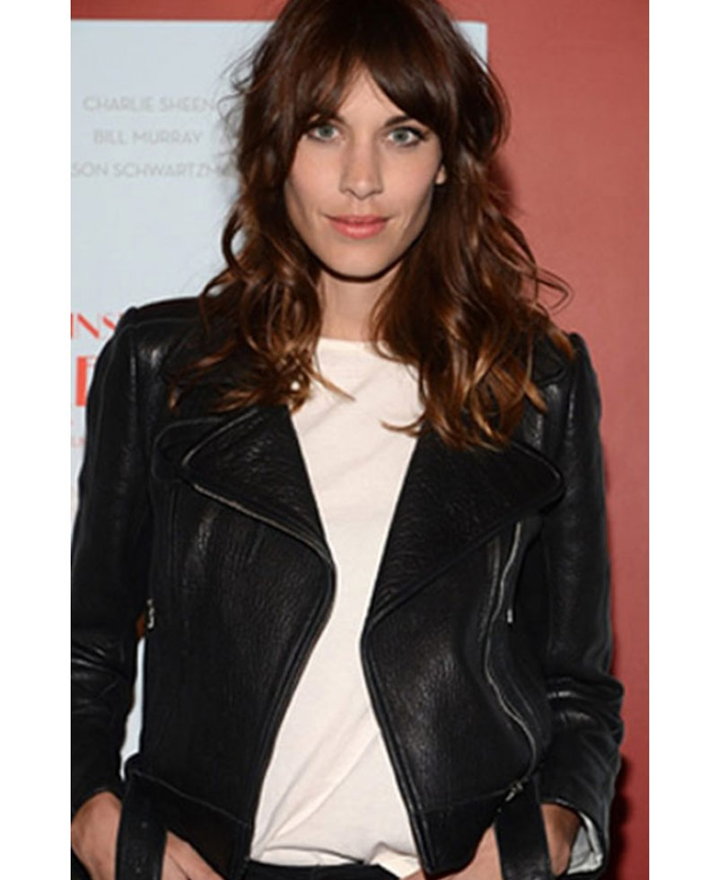 Biker Style Alexa Chung Black Leather Jacket Biker Style Alexa Chung Black Leather Jacket - Image 3