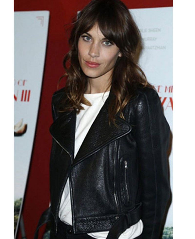 Biker Style Alexa Chung Black Leather Jacket Biker Style Alexa Chung Black Leather Jacket - Image 2