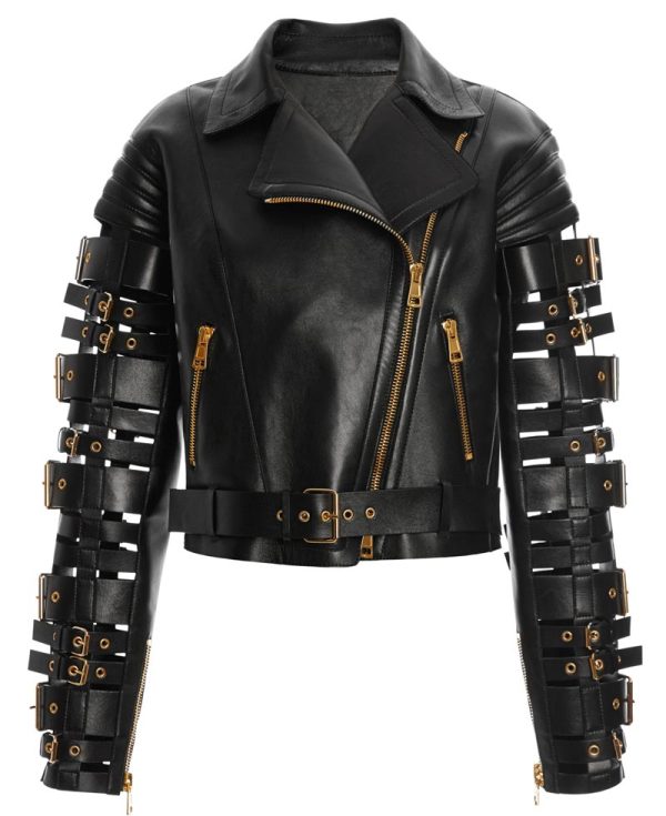 Zendaya Coleman Buckle Straps Leather Jacket