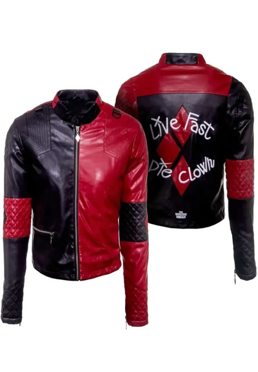 Suicide Squad Harley Quinn Live Fast Die Clown Jacket harley quinn suicide squad jacket