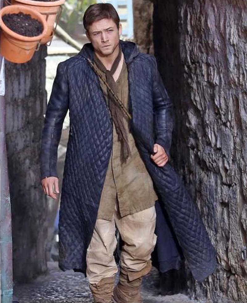Taron Egerton Robin Hood Trench Leather Coat Taron Egerton Robin Hood Trench Leather Coat - Image 2