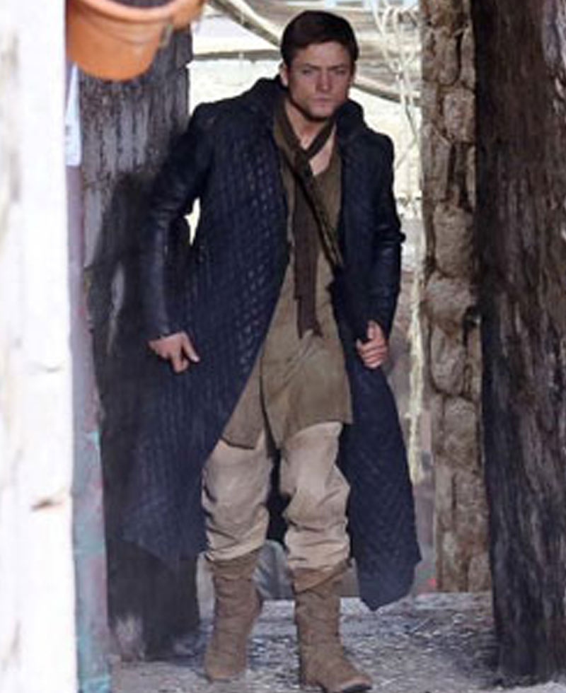 Taron Egerton Robin Hood Trench Leather Coat Taron Egerton Robin Hood Trench Leather Coat - Image 3