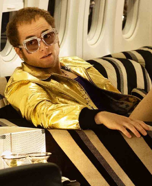 Taron Egerton Rocketman Golden Leather Jacket