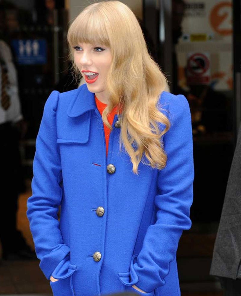 Taylor Swift Street Wear Blue Coat Taylor Swift Street Wear Blue Coat