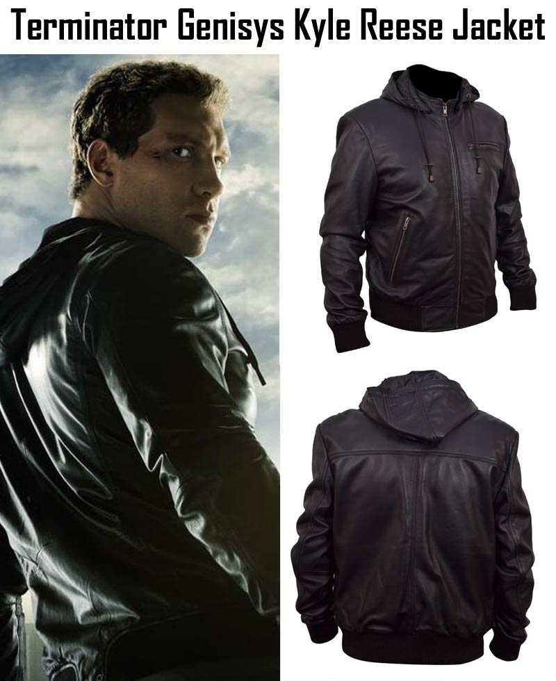 Kyle Reese Terminator 5 Leather Jacket with Hoodie Kyle Reese Terminator 5 Leather Jacket with Hoodie - Image 7