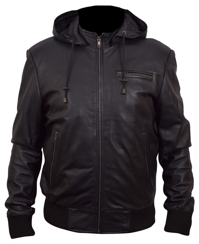 Kyle Reese Terminator 5 Leather Jacket with Hoodie Kyle Reese Terminator 5 Leather Jacket with Hoodie - Image 4