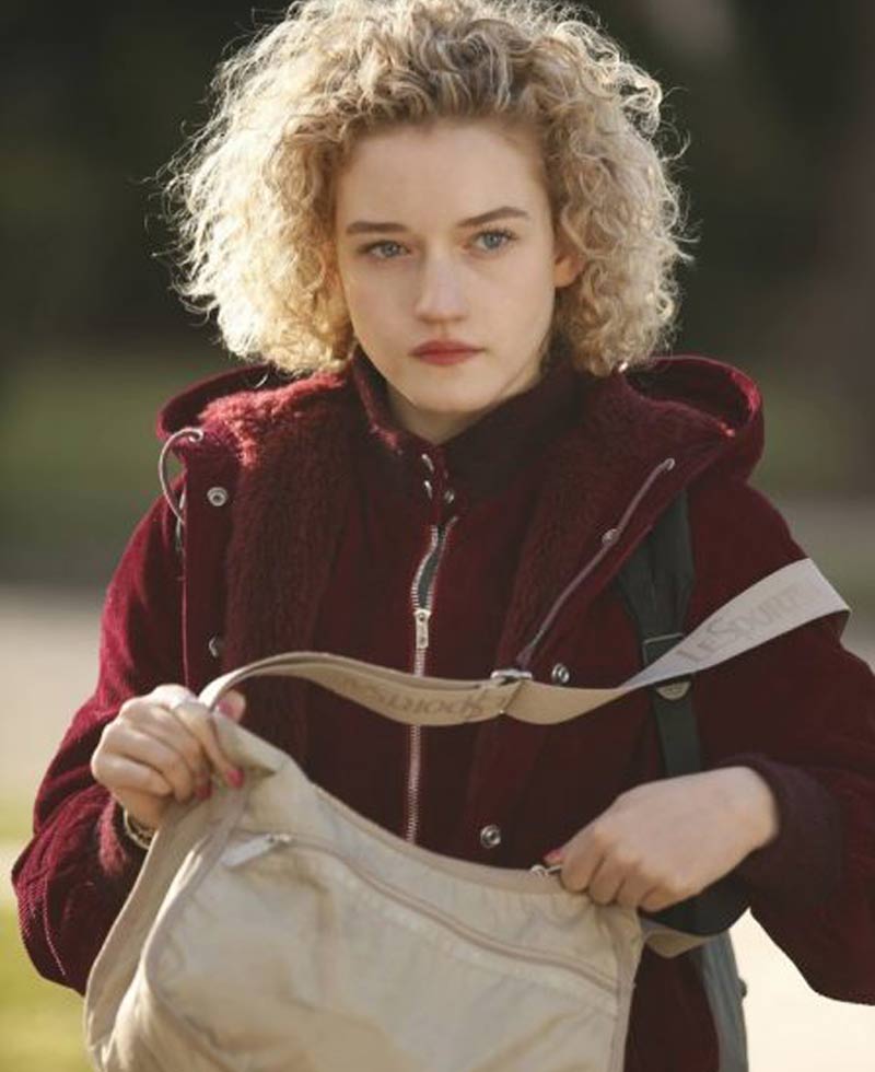 The Americans Julia Garner Red Velvet Jacket with Hood The Americans Julia Garner Red Velvet Jacket with Hood - Image 2