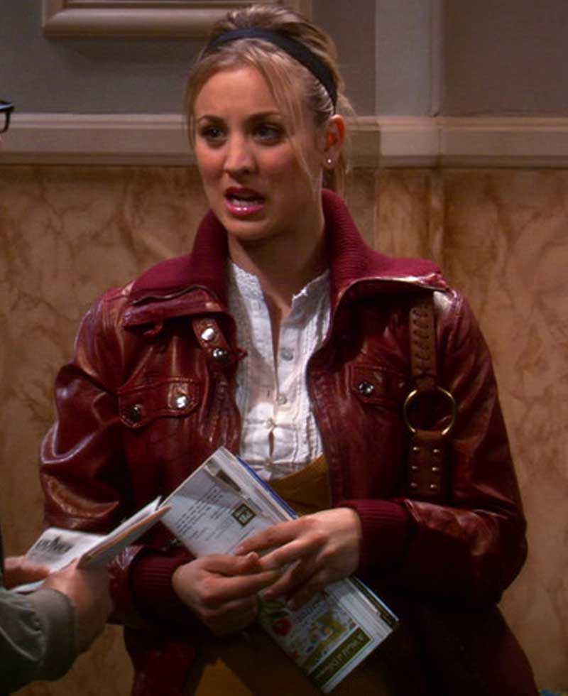 The Big Bang Theory Kaley Cuoco Burgundy Leather Jacket The Big Bang Theory Kaley Cuoco Burgundy Leather Jacket - Image 2