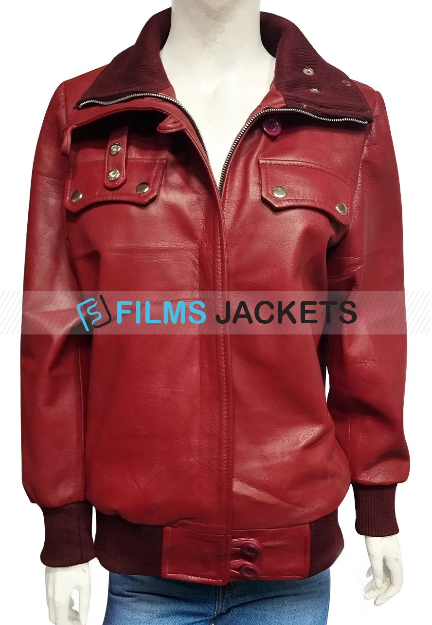 The Big Bang Theory Kaley Cuoco Burgundy Leather Jacket The Big Bang Theory Kaley Cuoco Burgundy Leather Jacket - Image 5