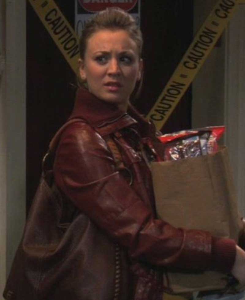 The Big Bang Theory Kaley Cuoco Burgundy Leather Jacket The Big Bang Theory Kaley Cuoco Burgundy Leather Jacket - Image 3
