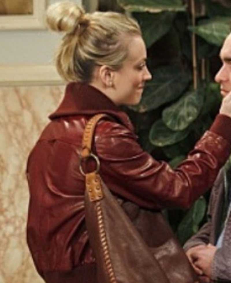 The Big Bang Theory Kaley Cuoco Burgundy Leather Jacket The Big Bang Theory Kaley Cuoco Burgundy Leather Jacket - Image 4