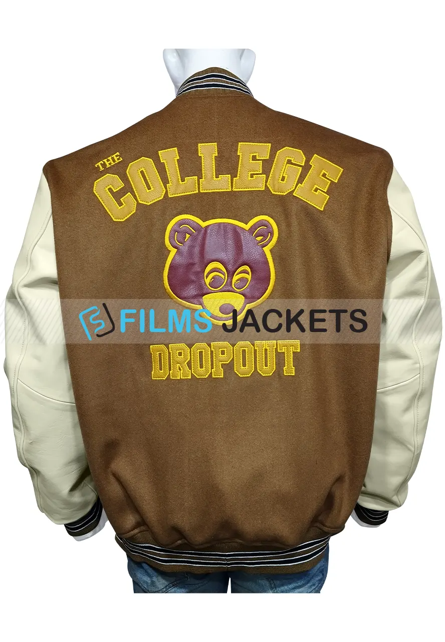 The College Dropout Kanye Brown Jacket the college dropout kanye letttermen jacket