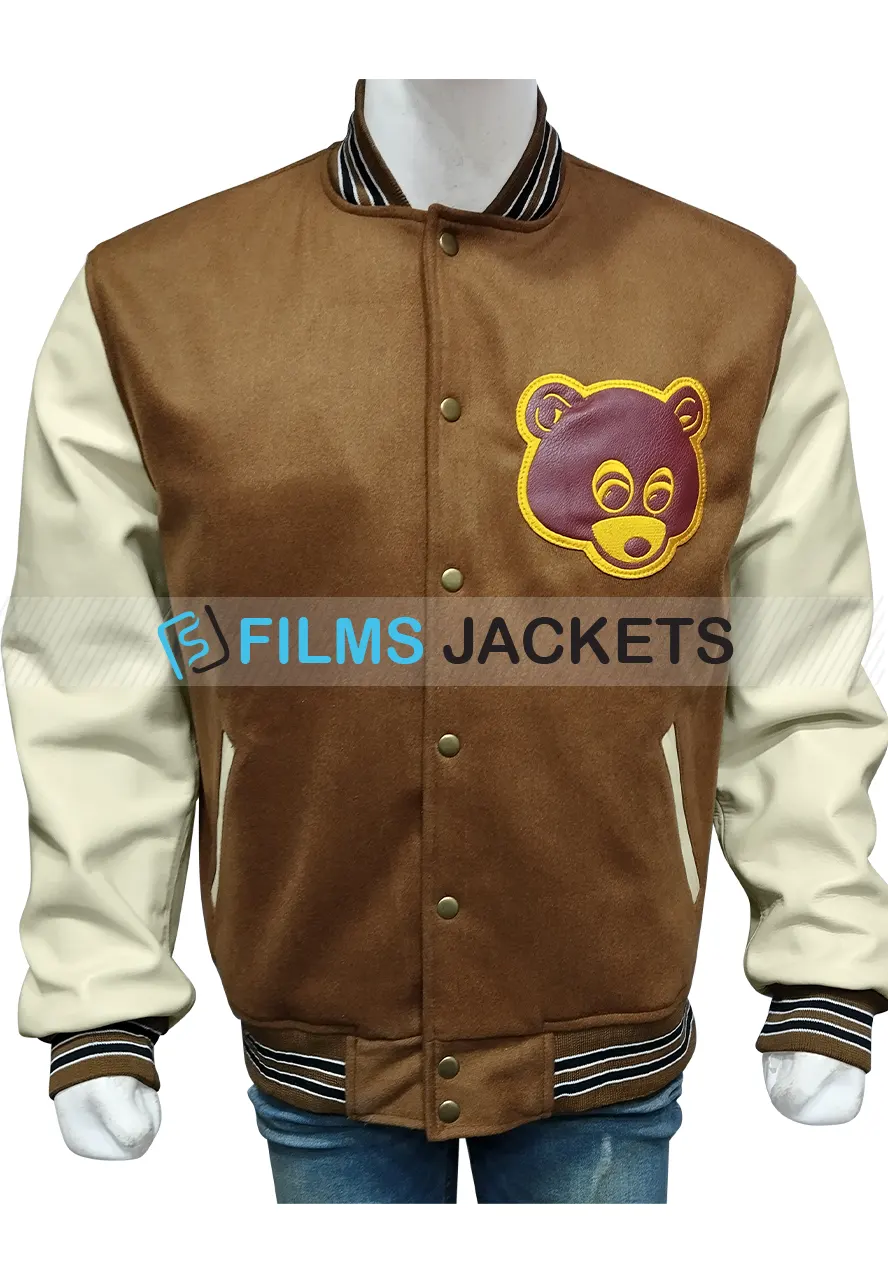 The College Dropout Kanye Brown Jacket the college dropout kanye varsity jacket