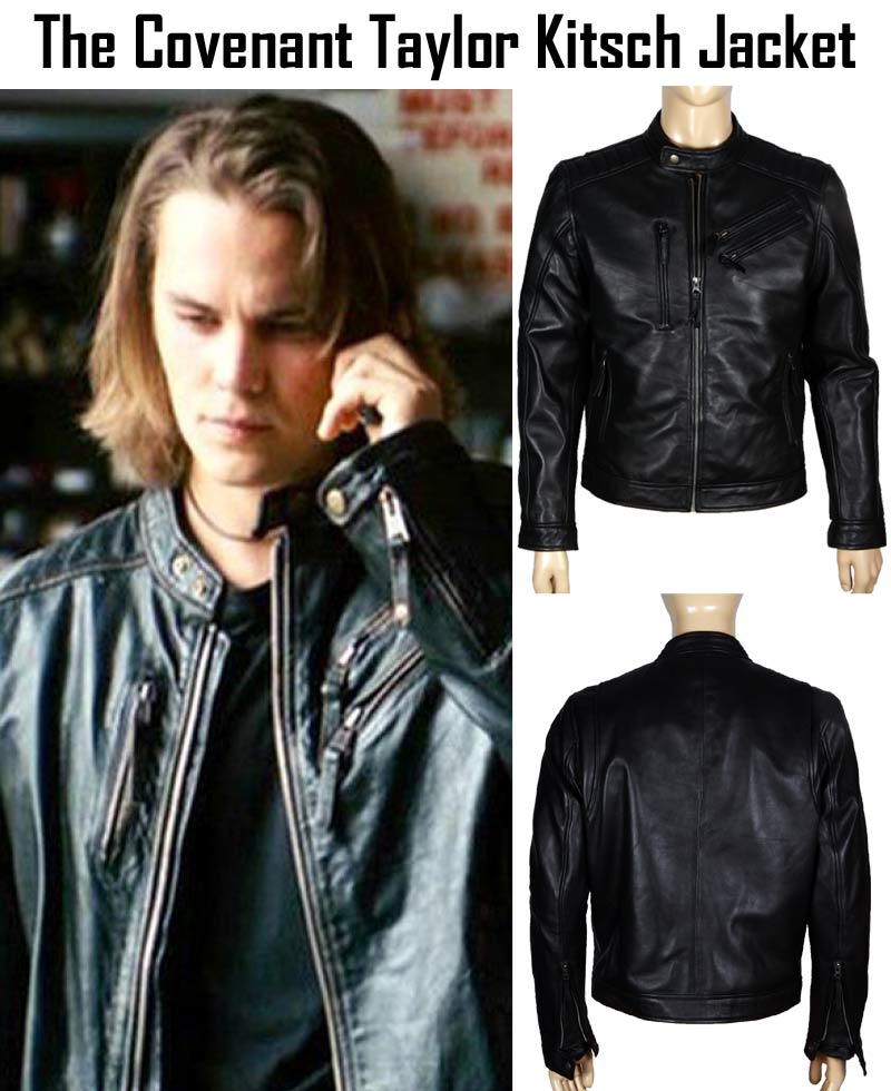 The Covenant Taylor Kitsch Black Leather Biker Style Jacket The Covenant Taylor Kitsch Black Leather Biker Style Jacket - Image 4