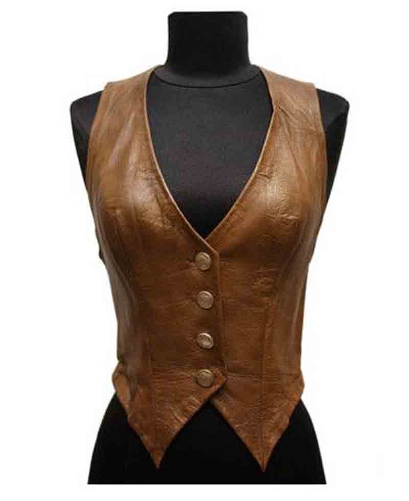 Catherine Bach The Dukes of Hazzard Brown Leather Vest Catherine Bach The Dukes of Hazzard Brown Leather Vest