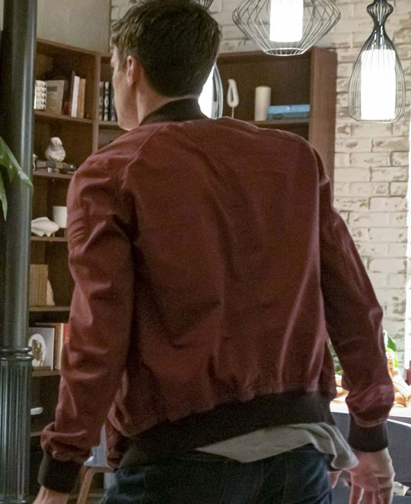 The Flash Grant Gustin Burgundy Bomber Jacket The Flash Grant Gustin Burgundy Bomber Jacket - Image 3