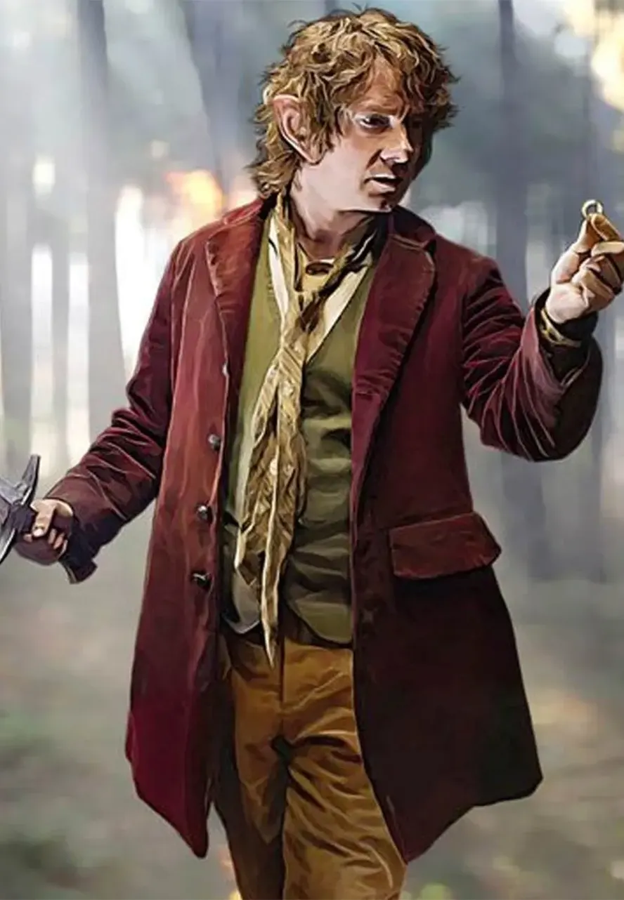 Martin Freeman The Hobbit Maroon Coat Martin Freeman The Hobbit Maroon Coat - Image 6