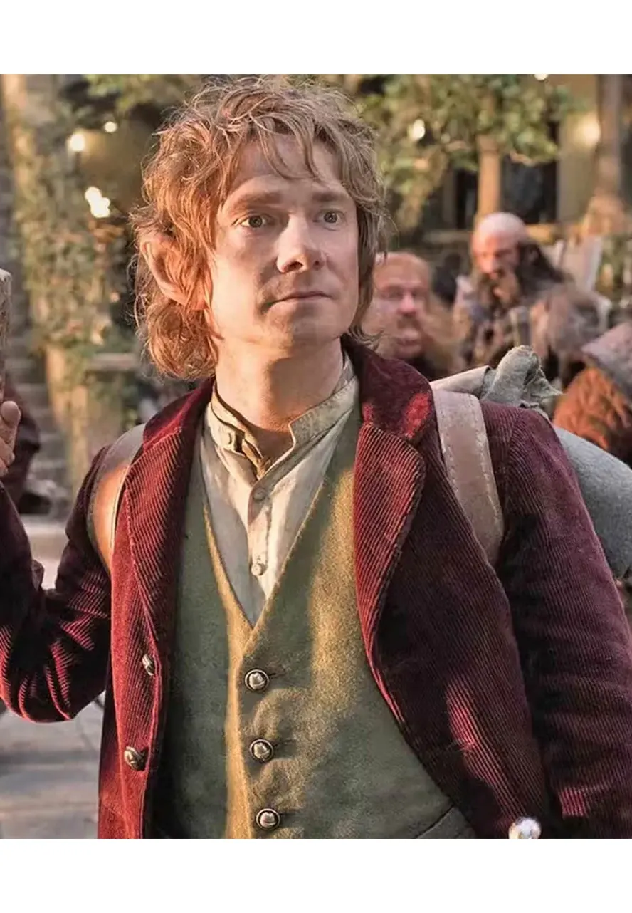 Martin Freeman The Hobbit Maroon Coat Martin Freeman The Hobbit Maroon Coat - Image 10