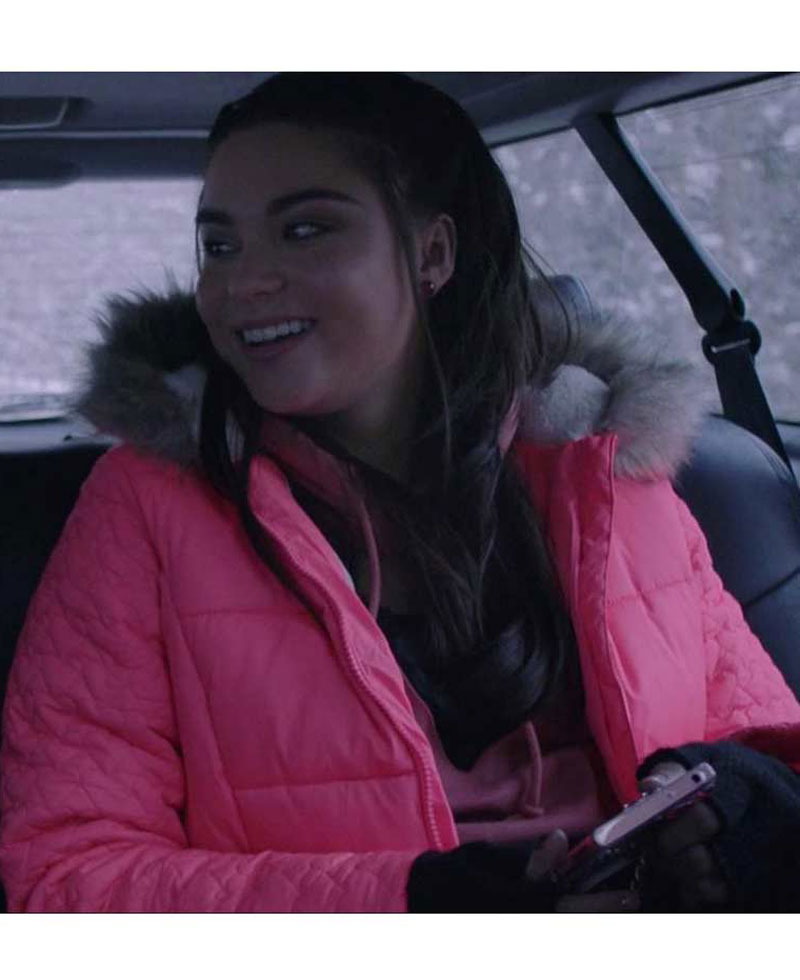 Devery Jacobs The Lie Pink Puffer Coat Devery Jacobs The Lie Pink Puffer Coat