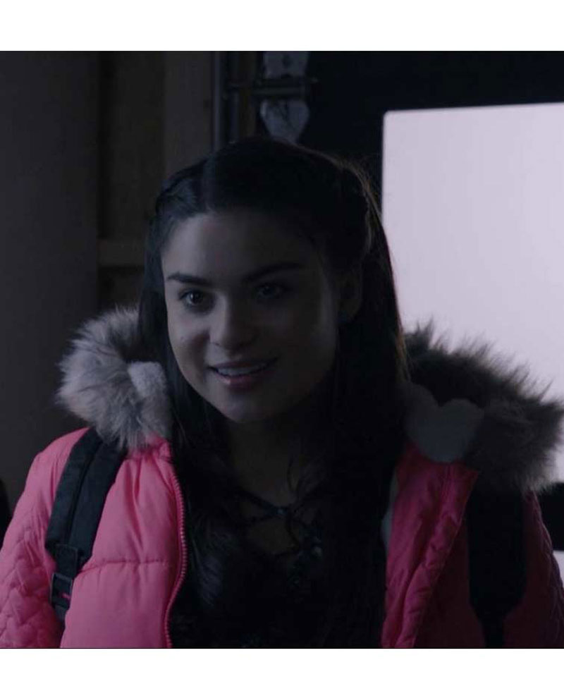 Devery Jacobs The Lie Pink Puffer Coat Devery Jacobs The Lie Pink Puffer Coat - Image 2