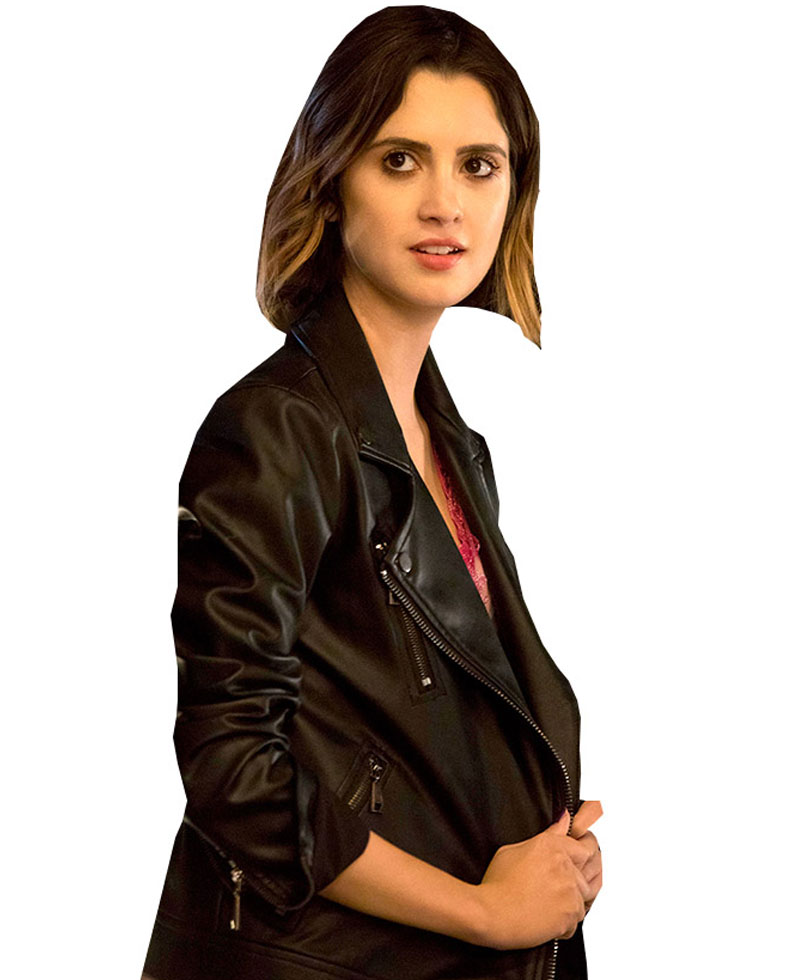 The Perfect Date Laura Marano Black Leather Jacket The Perfect Date Laura Marano Black Leather Jacket - Image 2