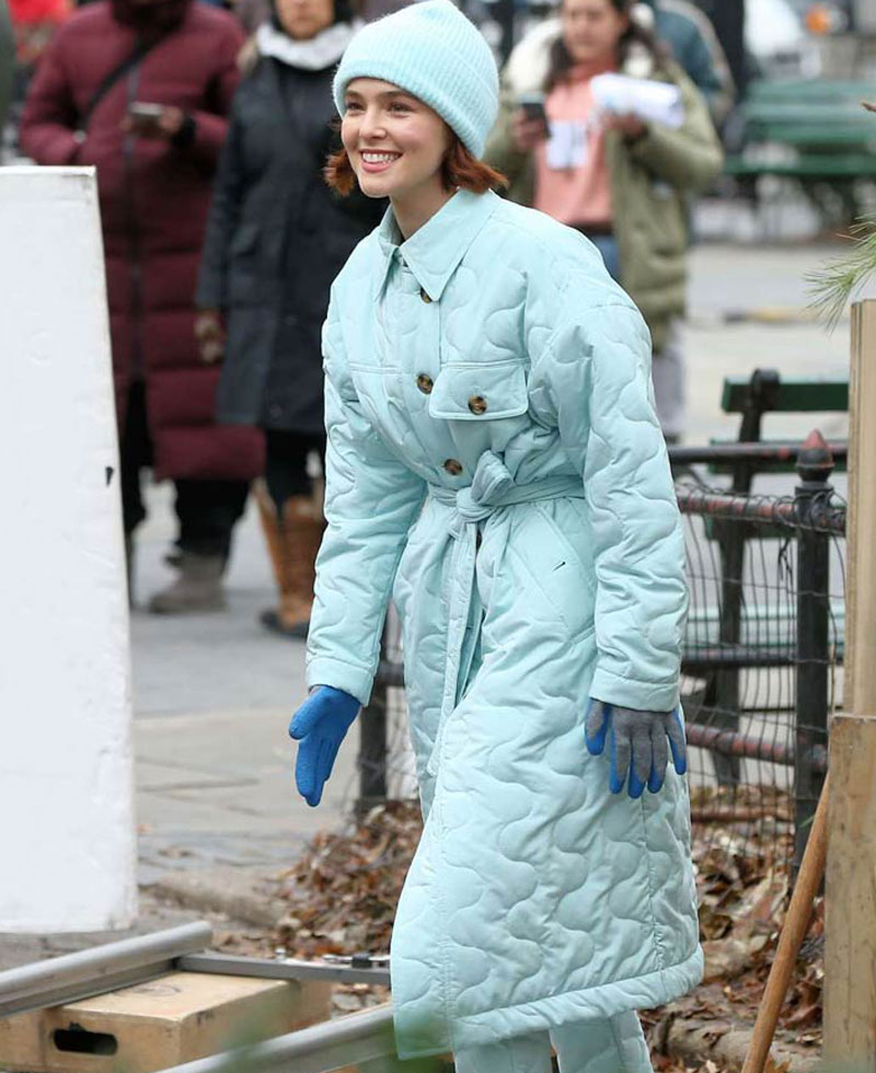Zoey Deutch The Politician Light Blue Coat Zoey Deutch The Politician Light Blue Coat - Image 4
