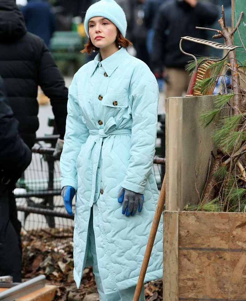Zoey Deutch The Politician Light Blue Coat Zoey Deutch The Politician Light Blue Coat - Image 3