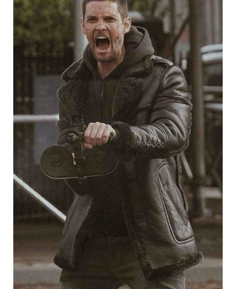The Punisher Ben Barnes Black Leather Coat The Punisher Ben Barnes Black Leather Coat - Image 7