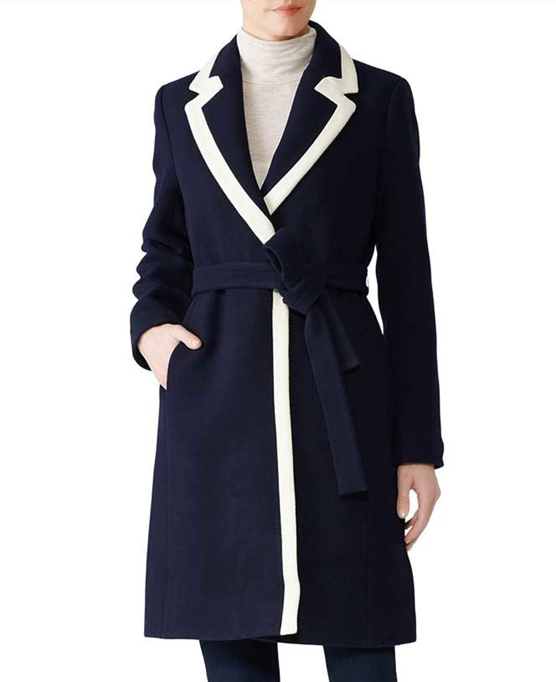 Meghan Markle Wrap Tipped Belted Coat Meghan Markle Wrap Tipped Belted Coat - Image 3