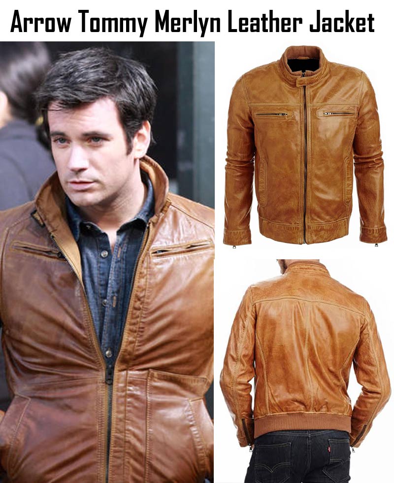 Arrow Tommy Merlyn Brown Leather Jacket arrow colin donnell jacket