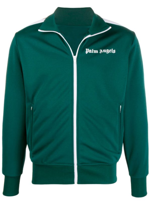 Palm Angels Polyester Striped Track Green Jacket