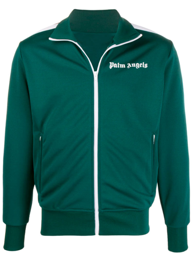 Palm Angels Polyester Striped Track Green Jacket Palm Angels Polyester Striped Track Green Jacket