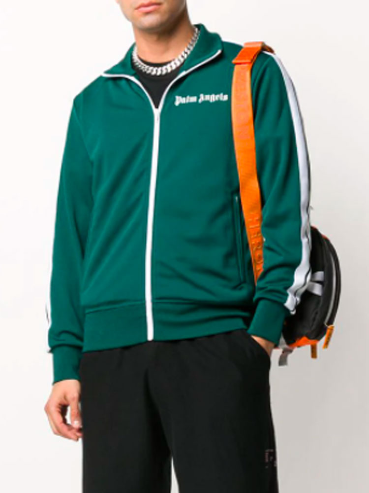 Palm Angels Polyester Striped Track Green Jacket Palm Angels Polyester Striped Track Green Jacket - Image 2